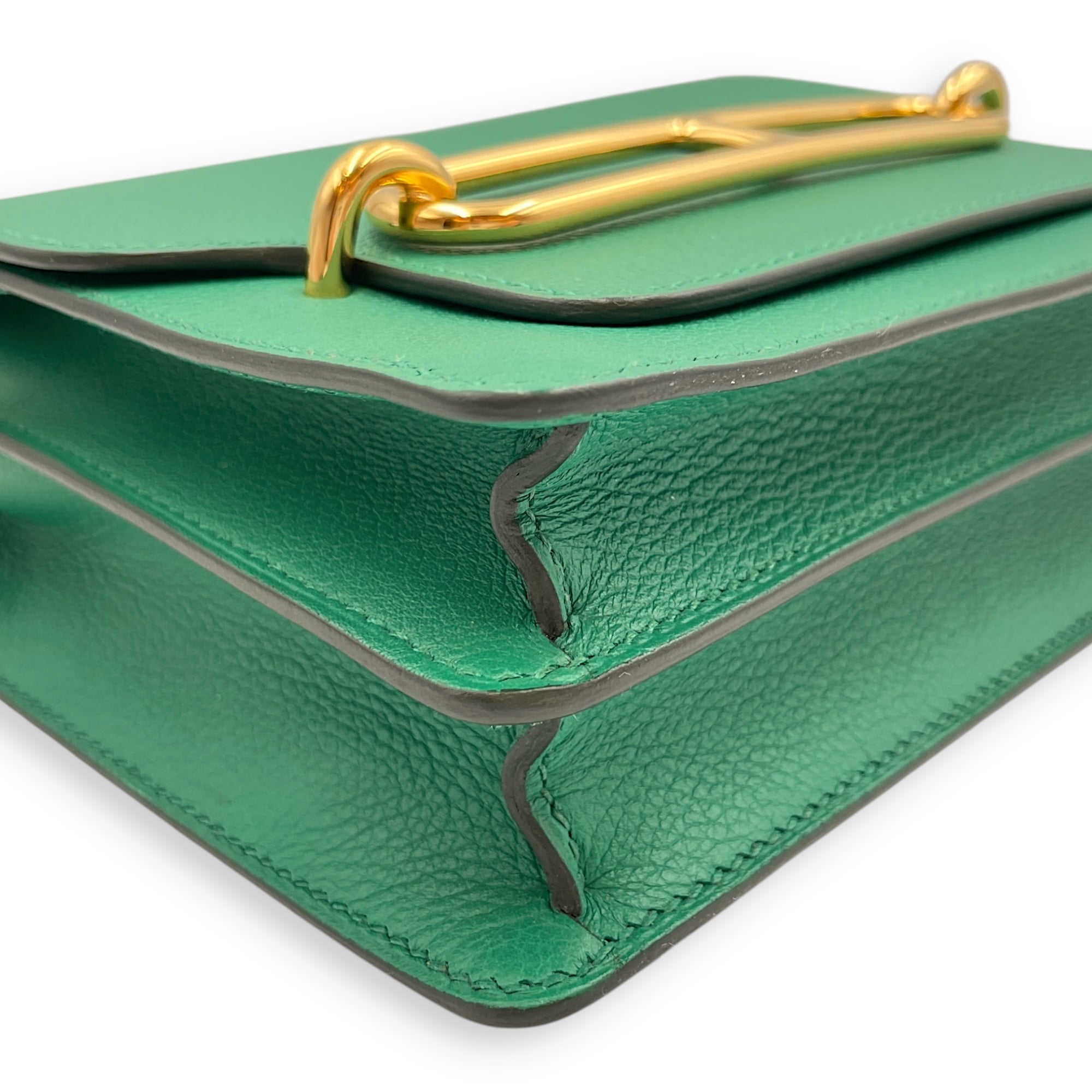 Roulis Mini Vert Vertigo in Evercolor, Gold hardware