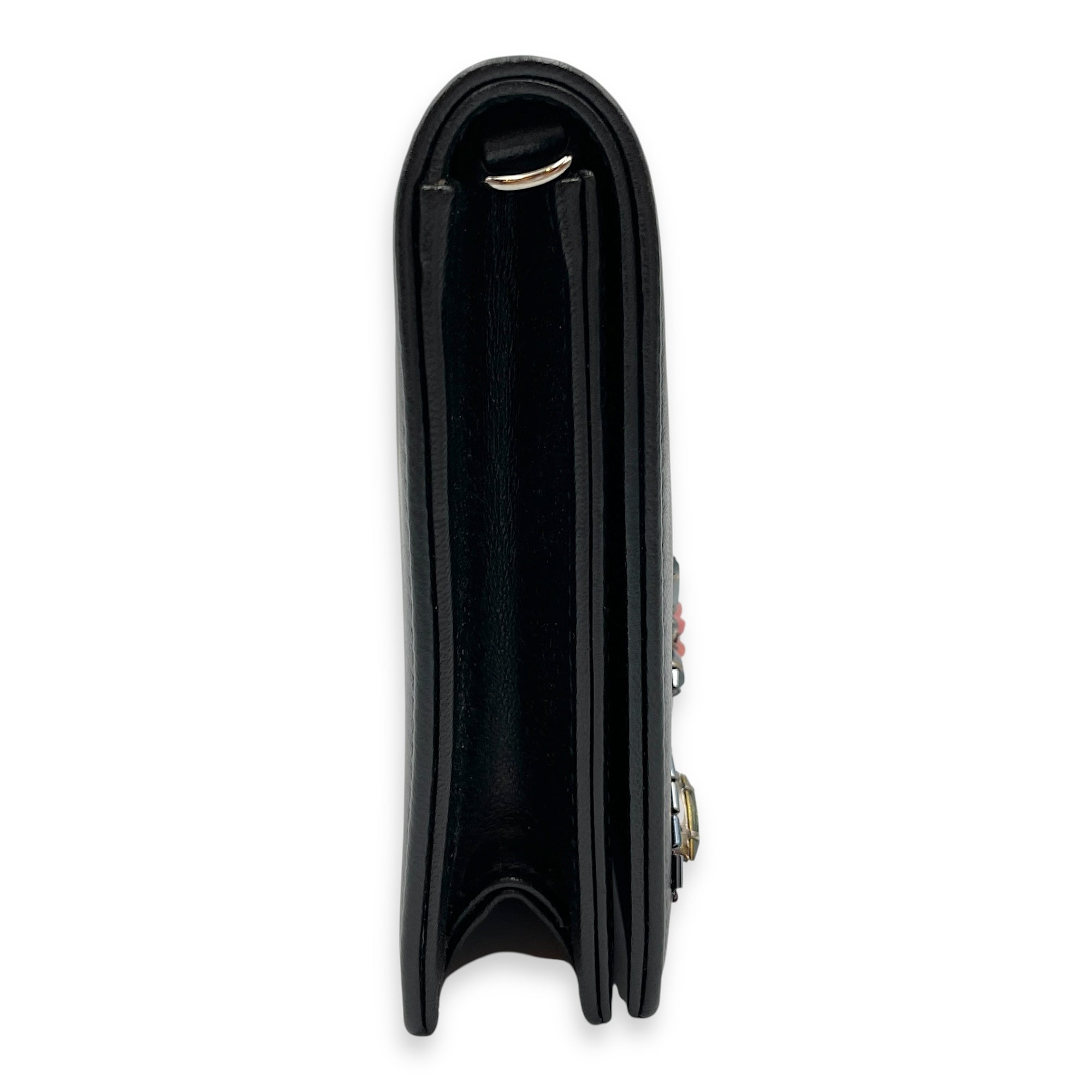 Jayne Vif Black Clutch in Calfskin, Silver hardware