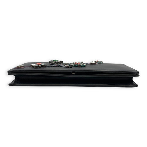 Jayne Vif Black Clutch in Calfskin, Silver hardware