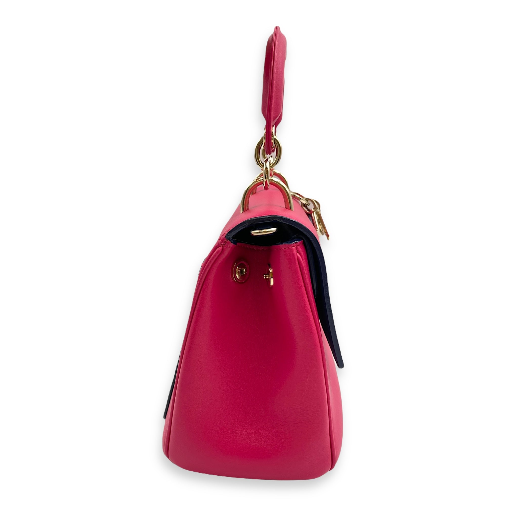 Be Dior Mini Pink/Blue Flap Bag in Calfskin, Gold hardware