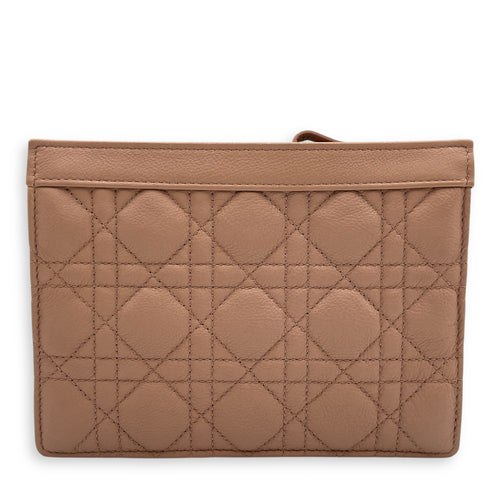 Cannage Caro Zip Pouch Beige Chain Bag in Lambskin, Gold hardware