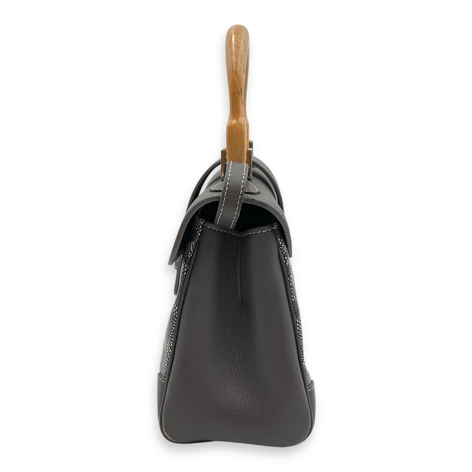 Saigon Souple Mini Grey Crossbody Bag in Calfskin, Silver hardware