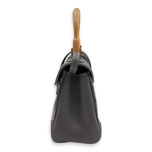 Saigon Souple Mini Grey Crossbody Bag in Calfskin, Silver hardware
