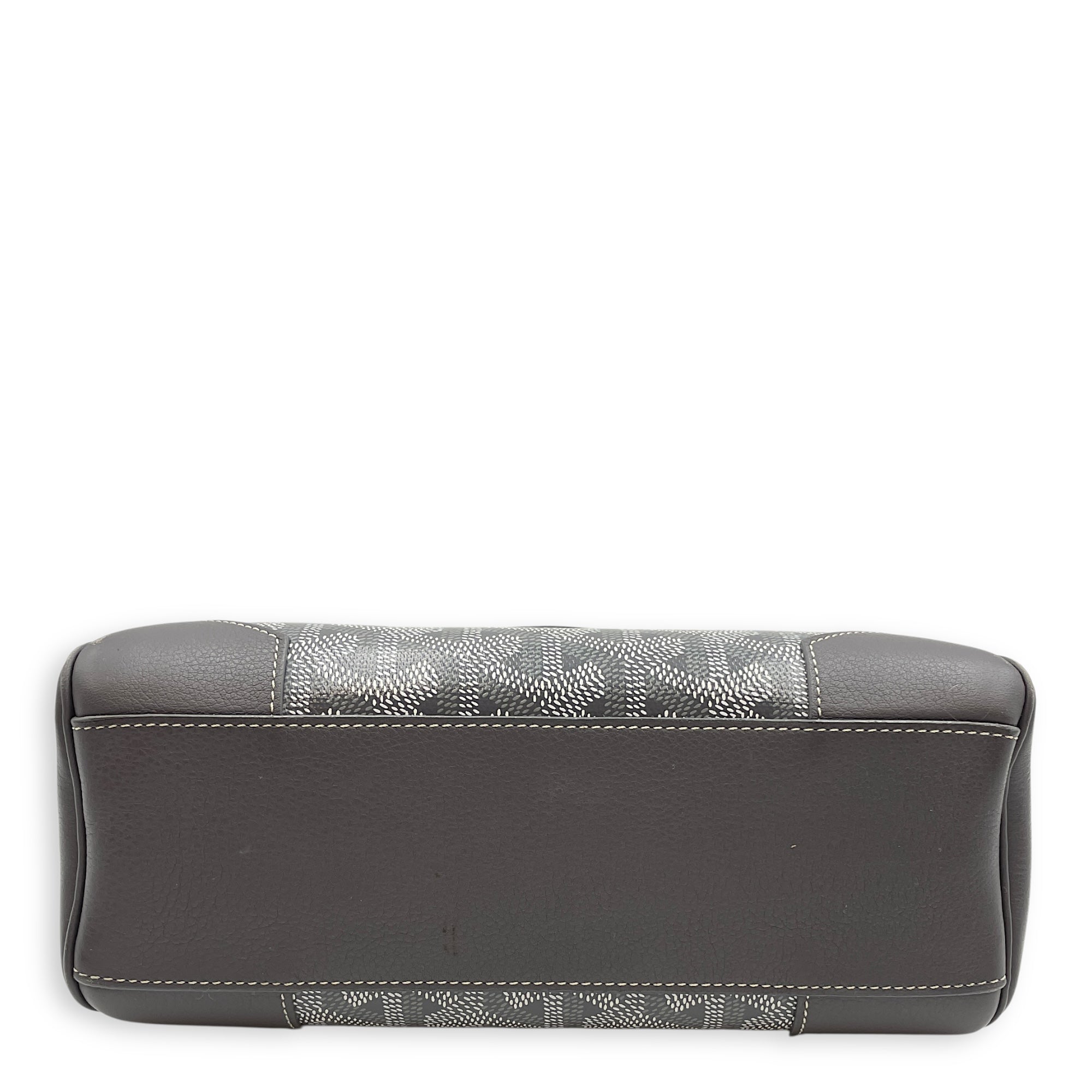 Saigon Souple Mini Grey Crossbody Bag in Calfskin, Silver hardware