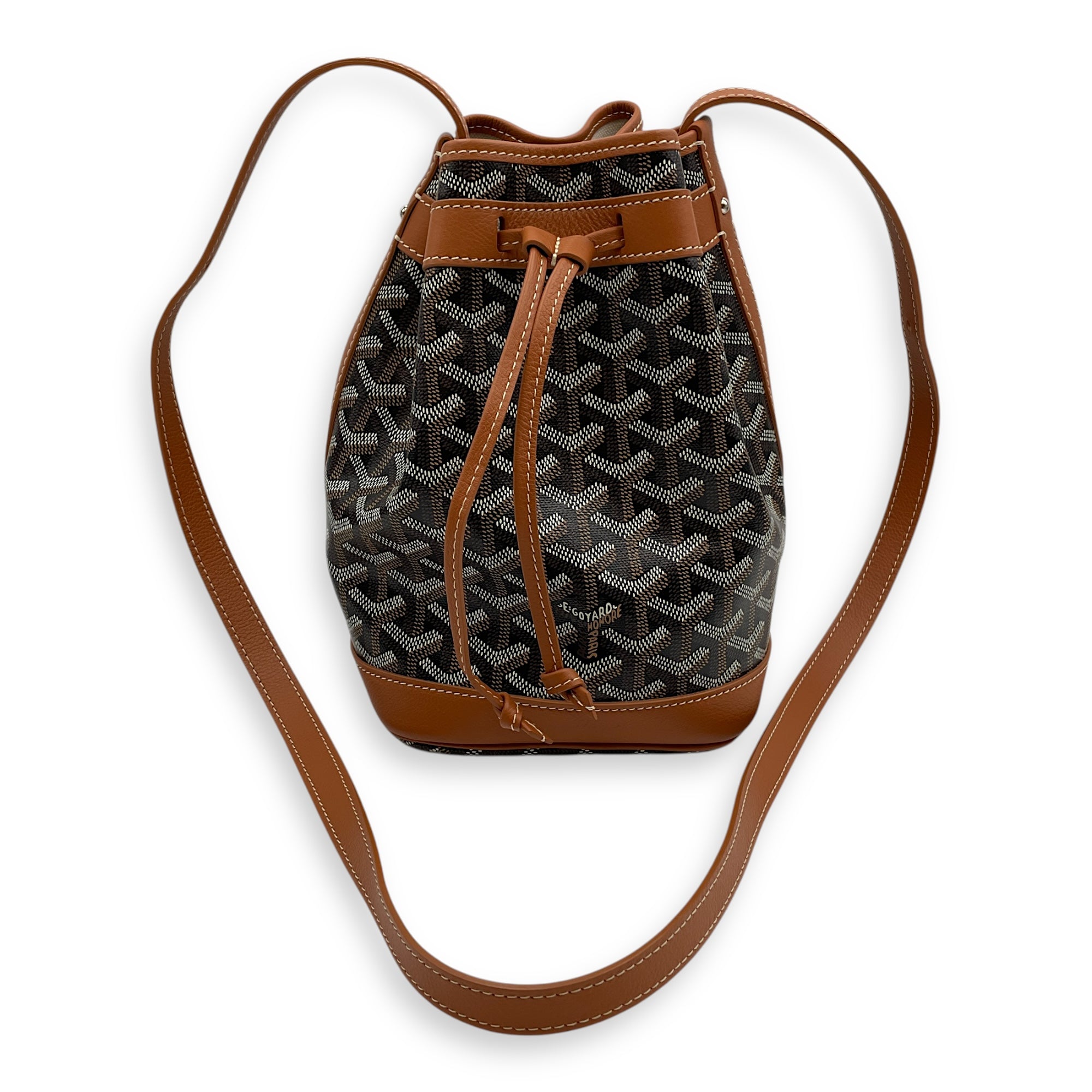 Petit Flot PM Beige Bucket Bag in Canvas, Silver hardware