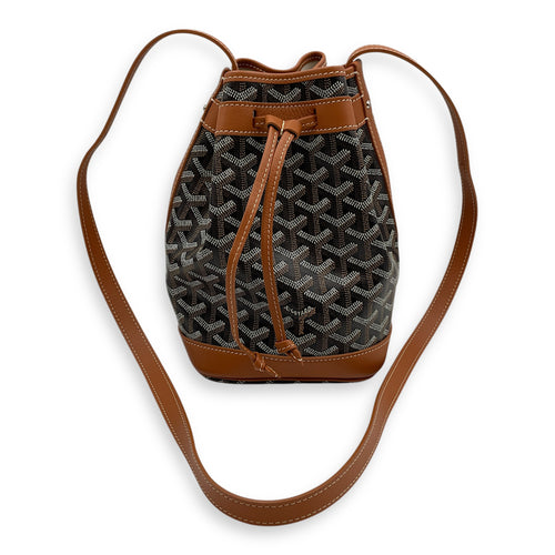 Petit Flot PM Beige Bucket Bag in Canvas, Silver hardware
