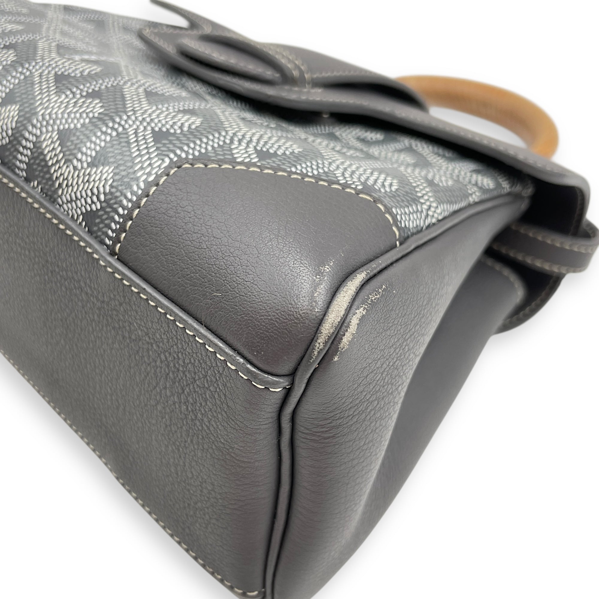 Saigon Souple Mini Grey Crossbody Bag in Calfskin, Silver hardware