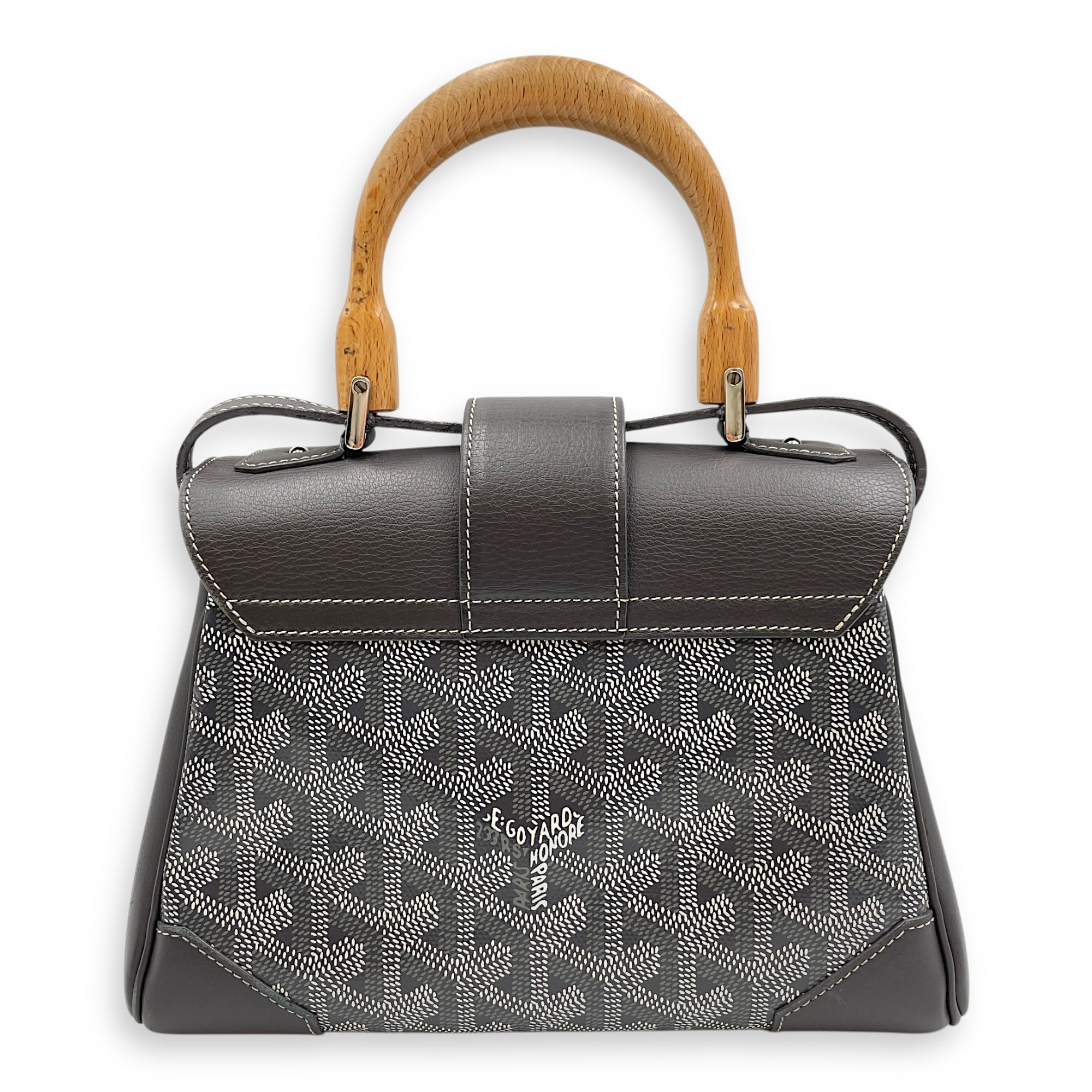 Saigon Souple Mini Grey Crossbody Bag in Calfskin, Silver hardware