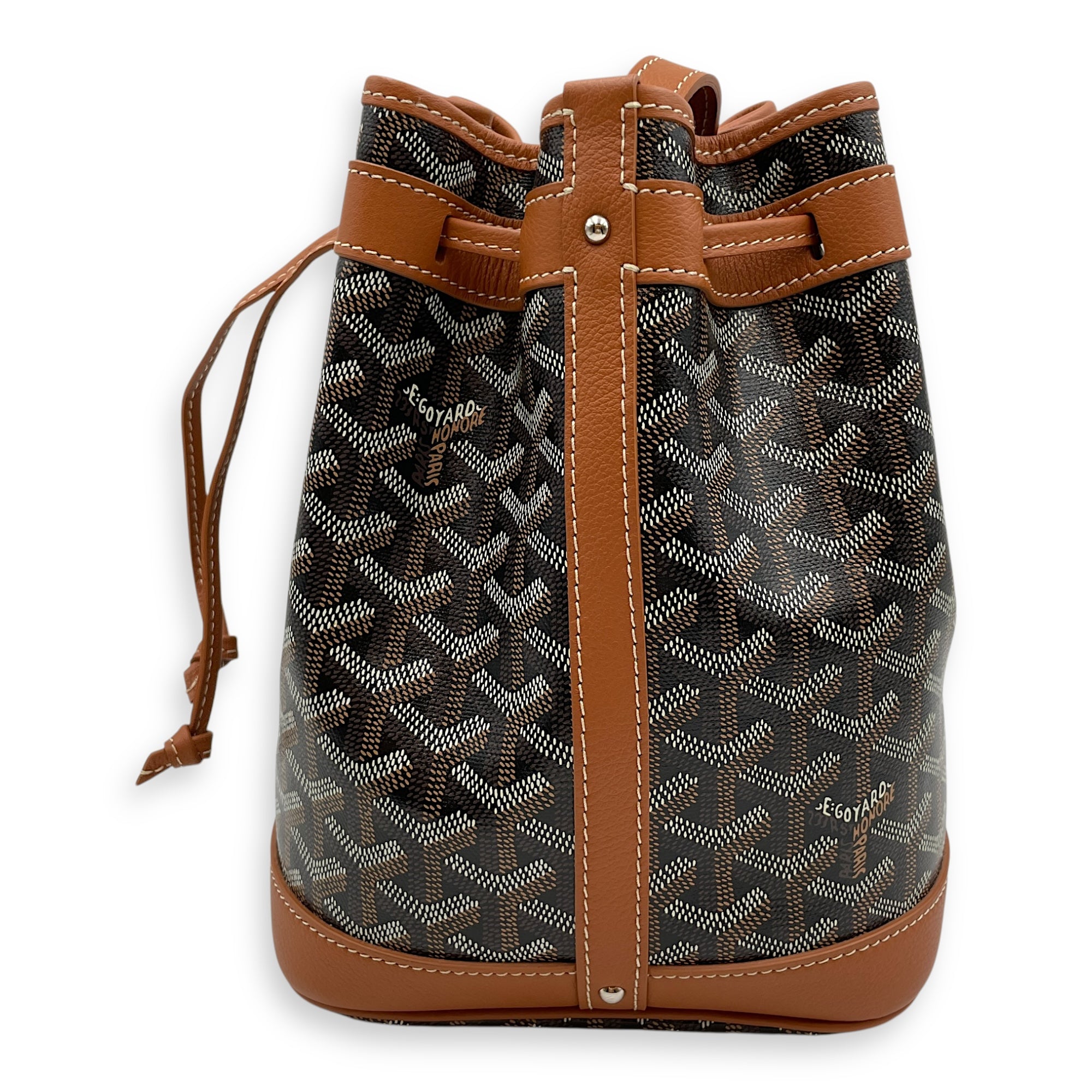 Petit Flot PM Beige Bucket Bag in Canvas, Silver hardware