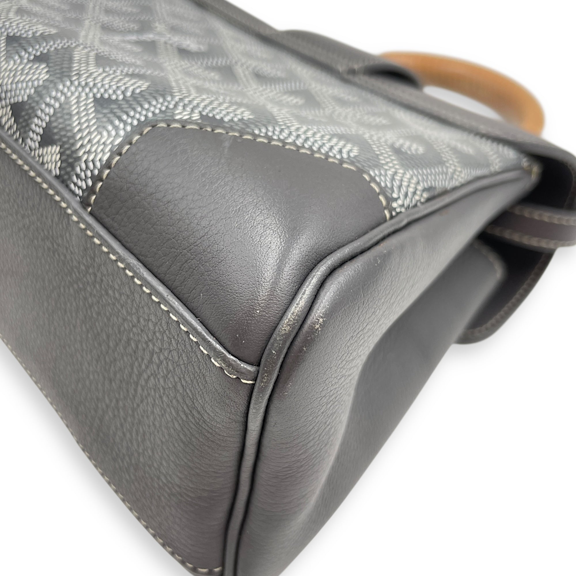 Saigon Souple Mini Grey Crossbody Bag in Calfskin, Silver hardware