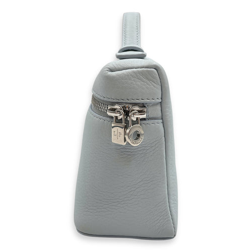Extra Pocket 19 Baby Blue Crossbody Bag in Calfskin, Silver hardware
