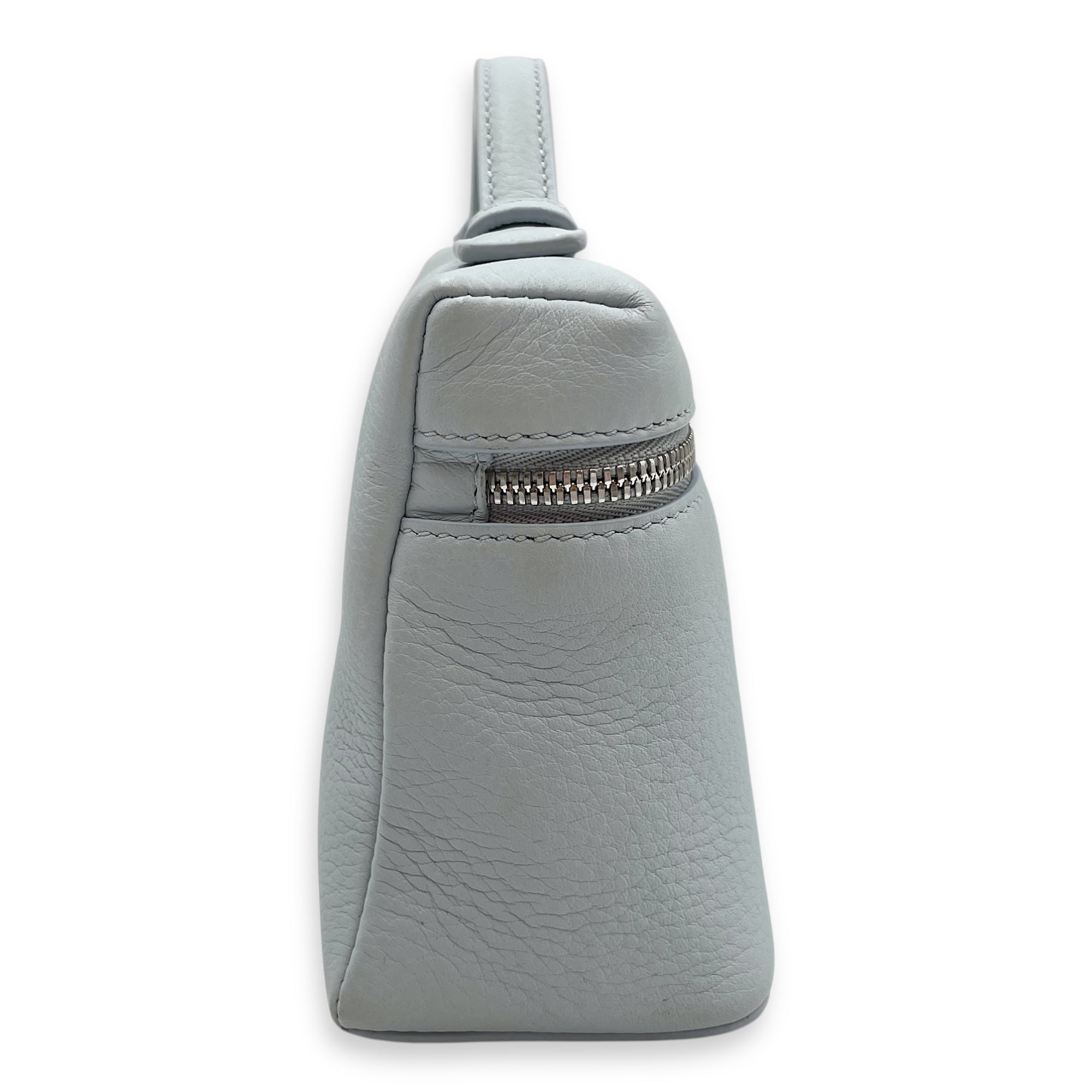 Extra Pocket 19 Baby Blue Crossbody Bag in Calfskin, Silver hardware