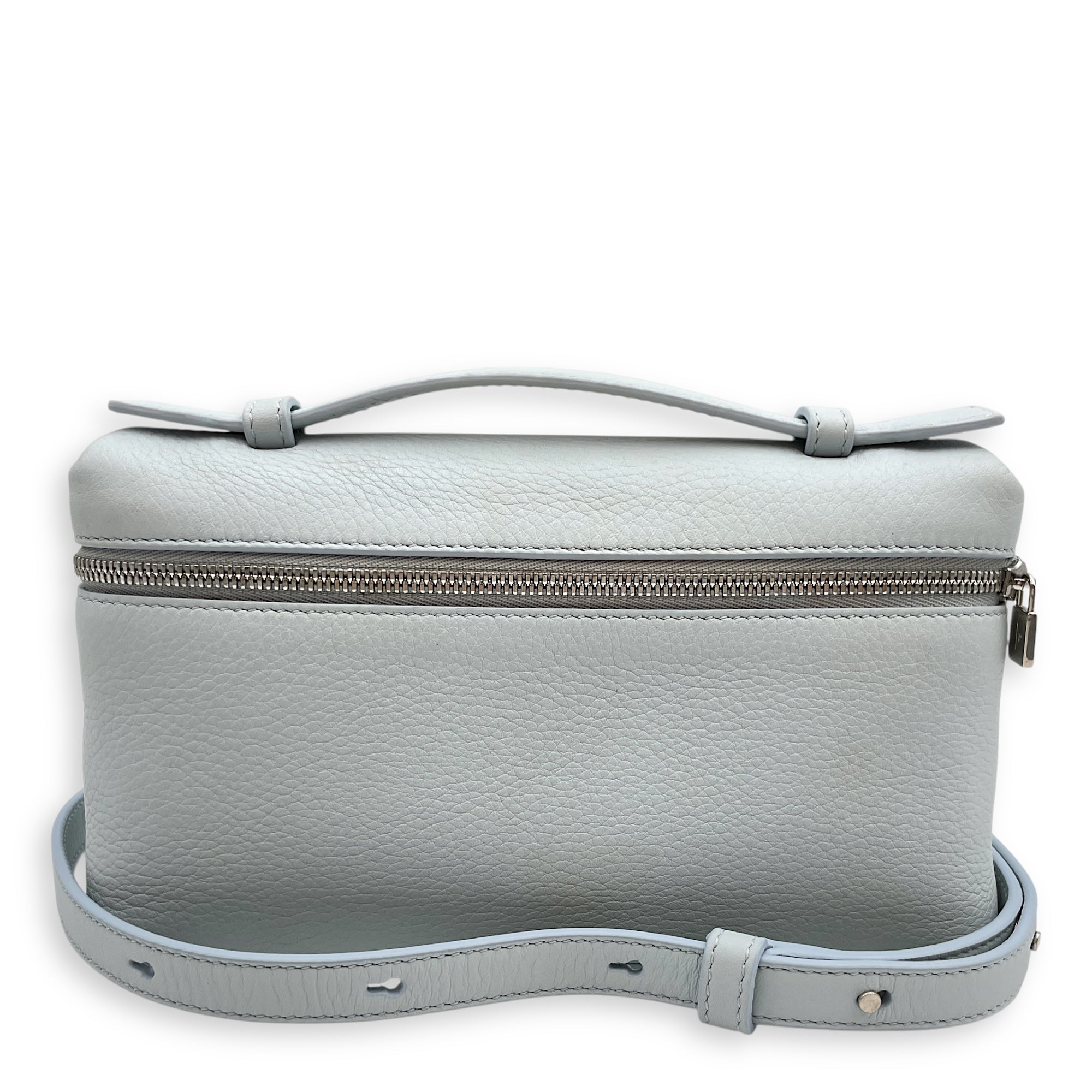 Extra Pocket 19 Baby Blue Crossbody Bag in Calfskin, Silver hardware