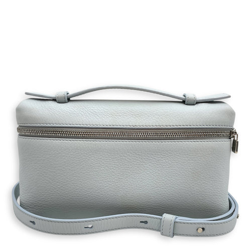 Extra Pocket 19 Baby Blue Crossbody Bag in Calfskin, Silver hardware