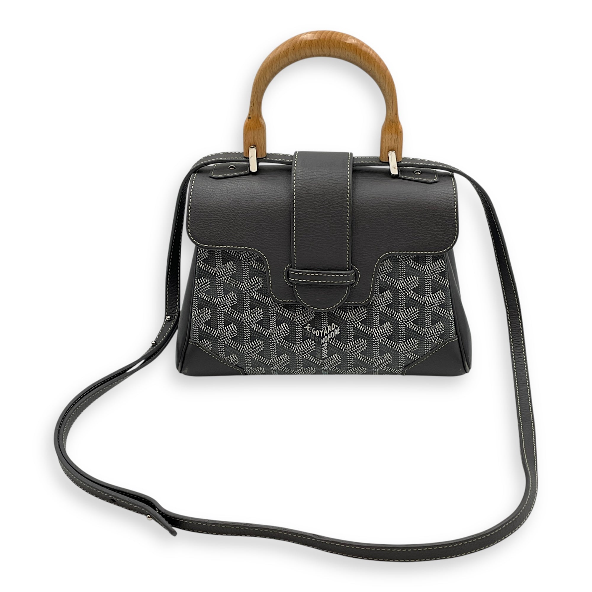 Saigon Souple Mini Grey Crossbody Bag in Calfskin, Silver hardware