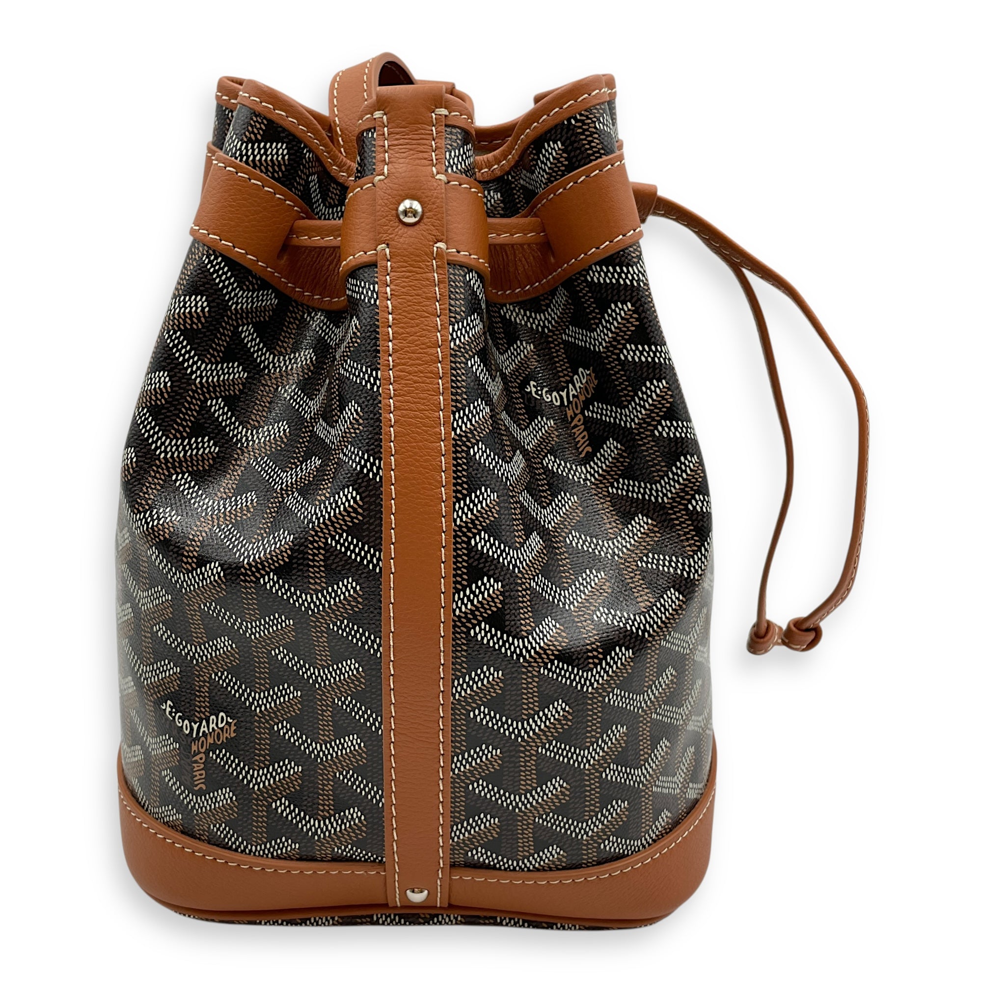 Petit Flot PM Beige Bucket Bag in Canvas, Silver hardware