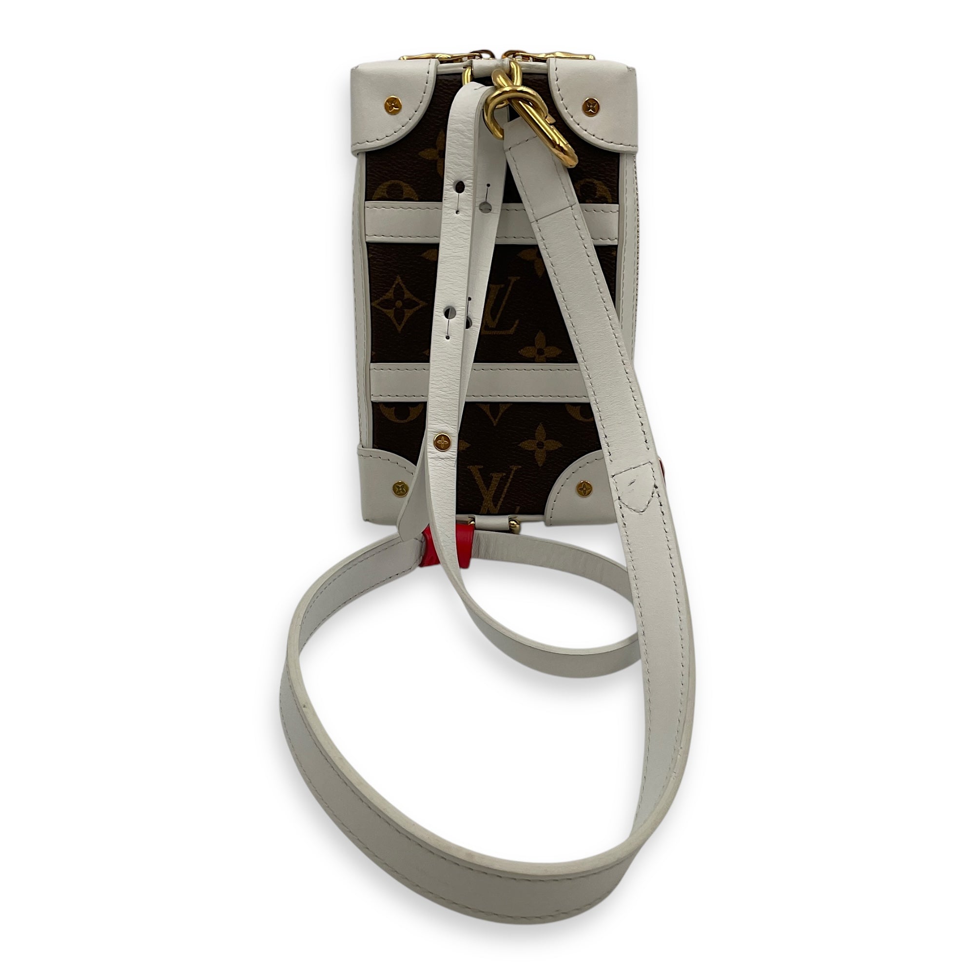 NBA Monogram Soft Trunk White/Brown Crossbody Bag in Calfskin, Gold hardware