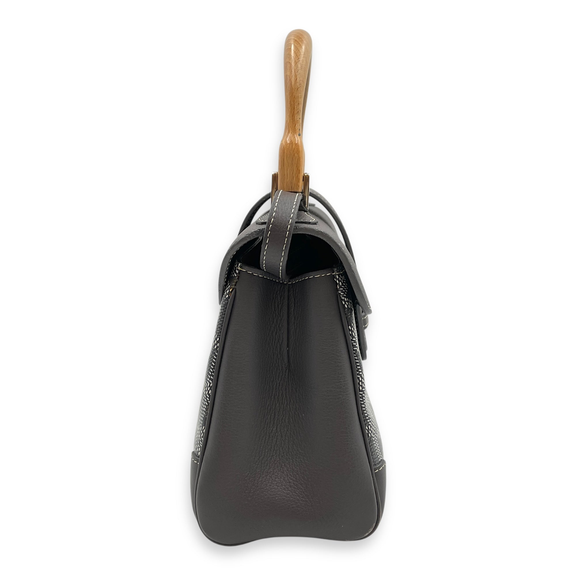 Saigon Souple Mini Grey Crossbody Bag in Calfskin, Silver hardware