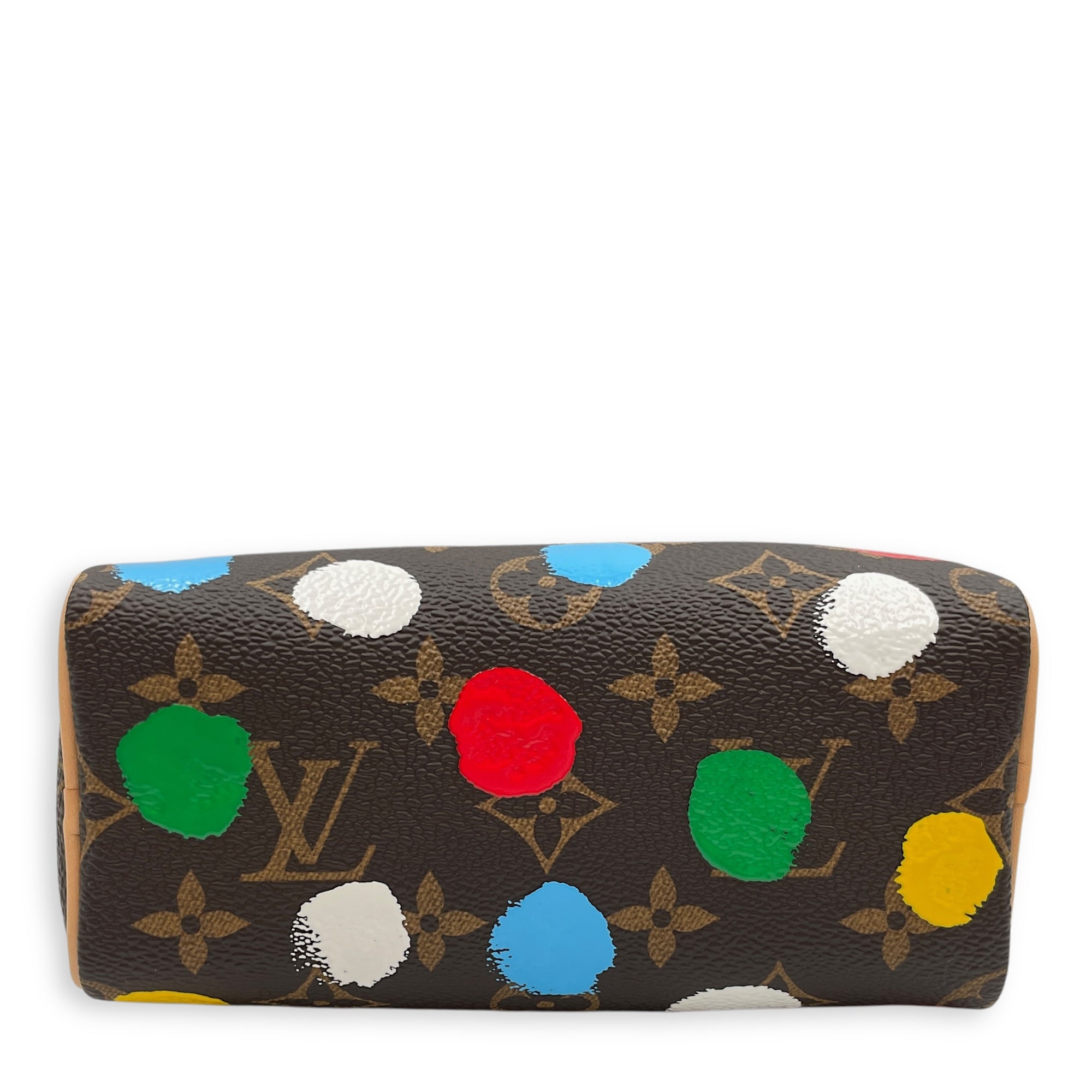 LV x YK Speedy Monogram Nano Brown/Multi-Color Crossbody Bag in Canvas, Gold hardware