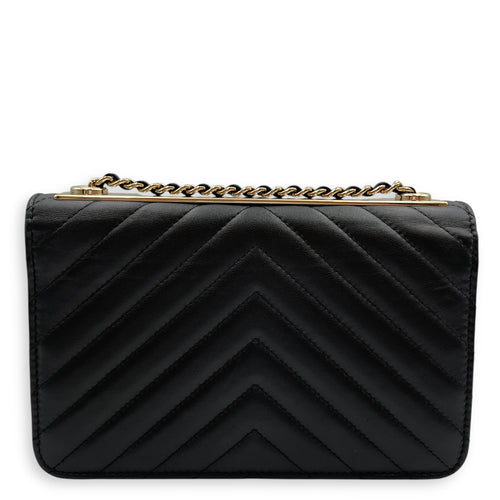 Trendy CC Chevron Black Wallet on Chain in Lambskin, Gold hardware