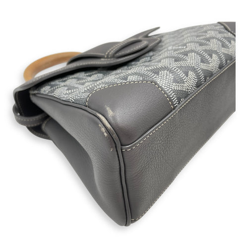 Saigon Souple Mini Grey Crossbody Bag in Calfskin, Silver hardware