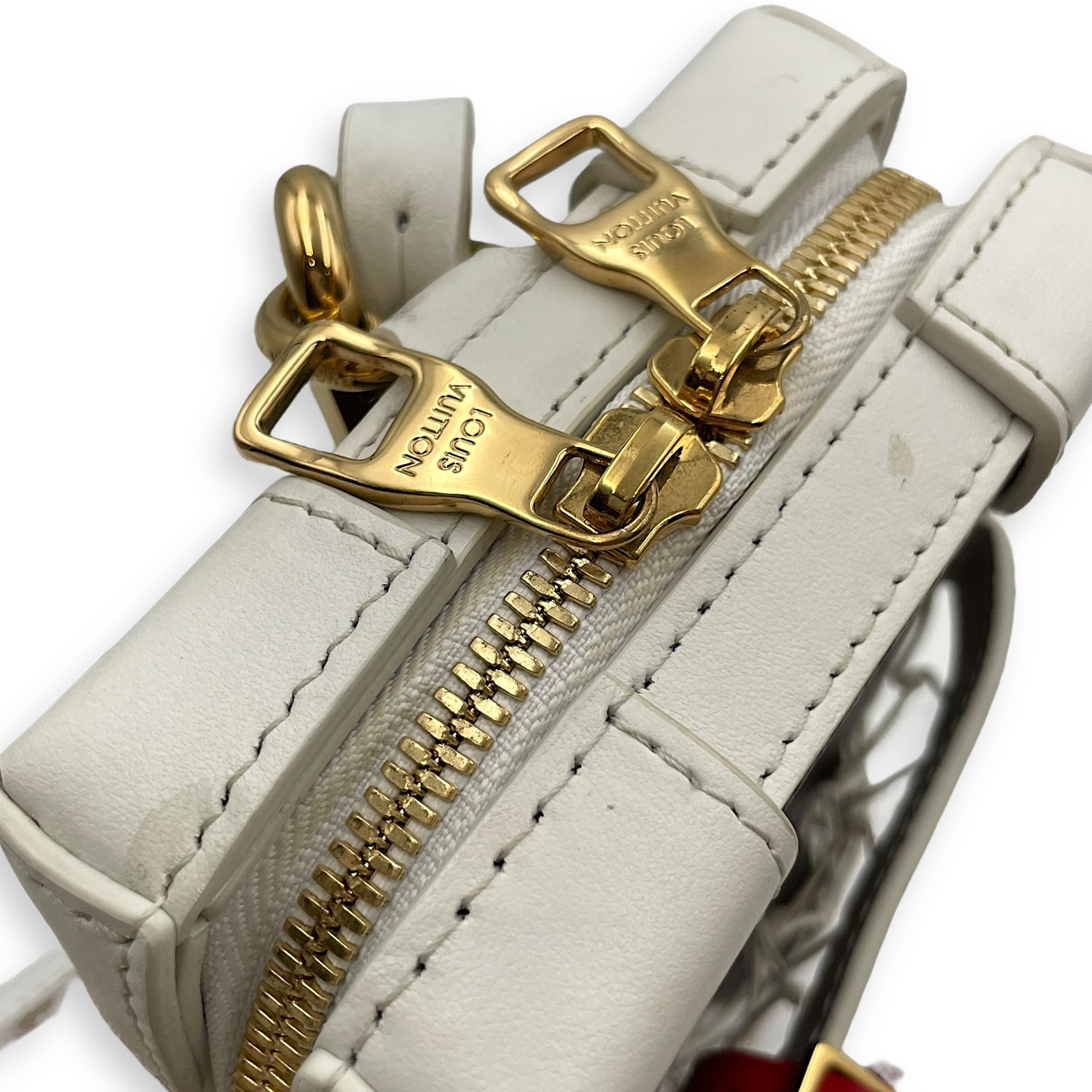 NBA Monogram Soft Trunk White/Brown Crossbody Bag in Calfskin, Gold hardware