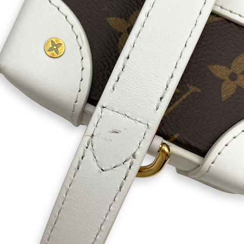 NBA Monogram Soft Trunk White/Brown Crossbody Bag in Calfskin, Gold hardware