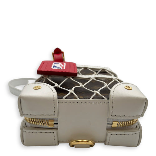 NBA Monogram Soft Trunk White/Brown Crossbody Bag in Calfskin, Gold hardware