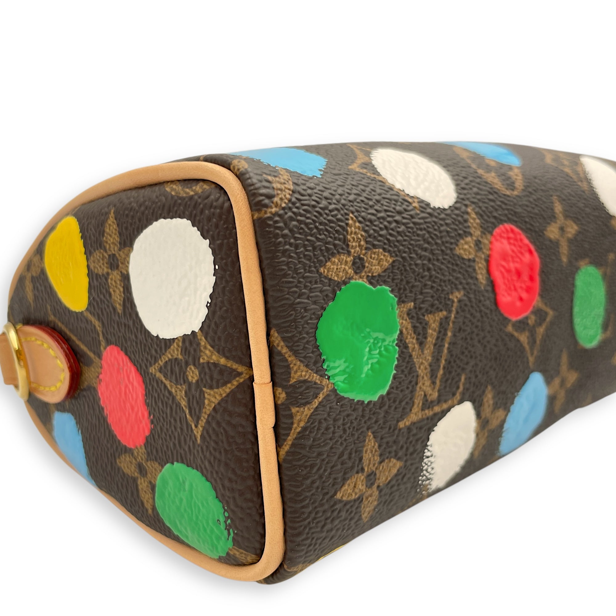 LV x YK Speedy Monogram Nano Brown/Multi-Color Crossbody Bag in Canvas, Gold hardware