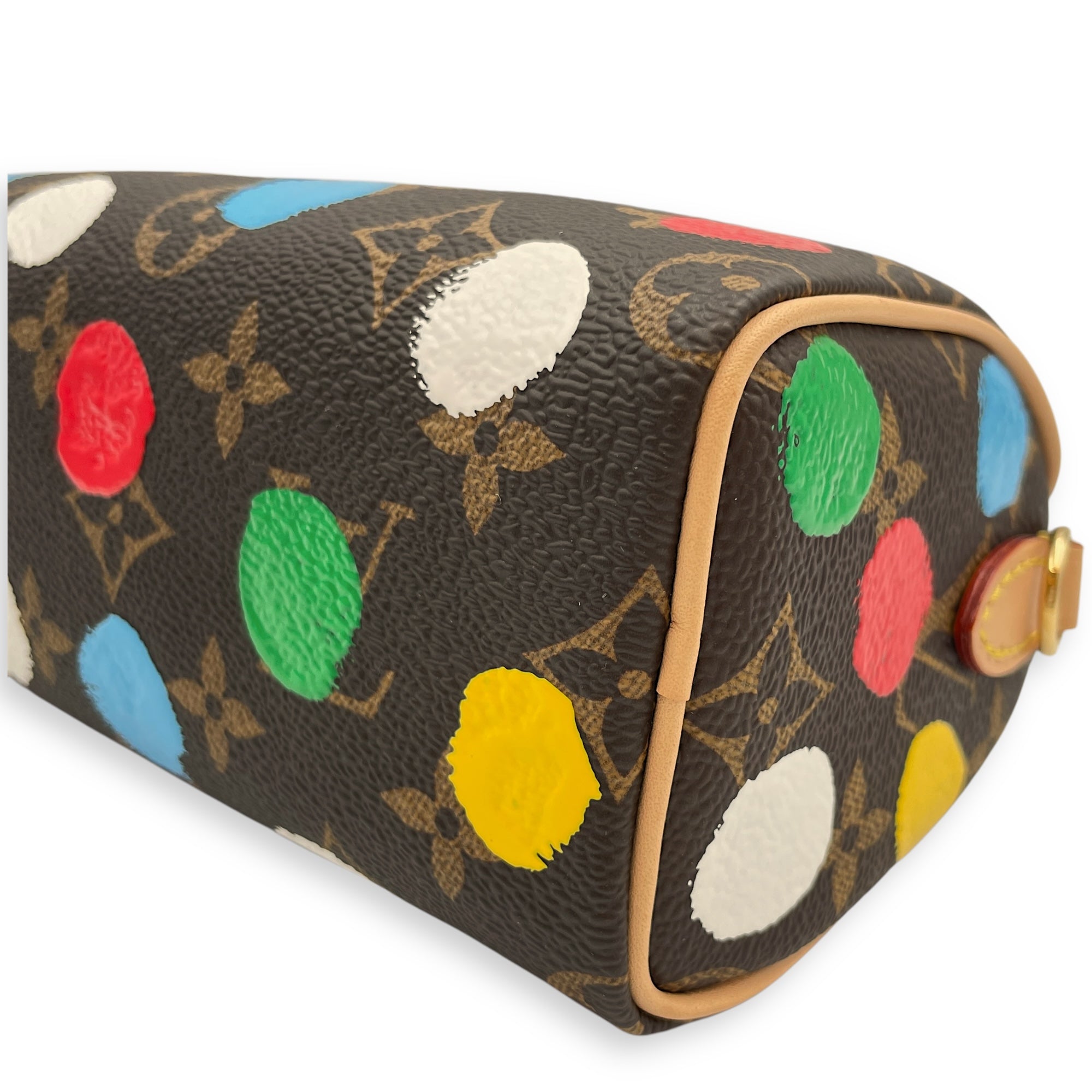 LV x YK Speedy Monogram Nano Brown/Multi-Color Crossbody Bag in Canvas, Gold hardware
