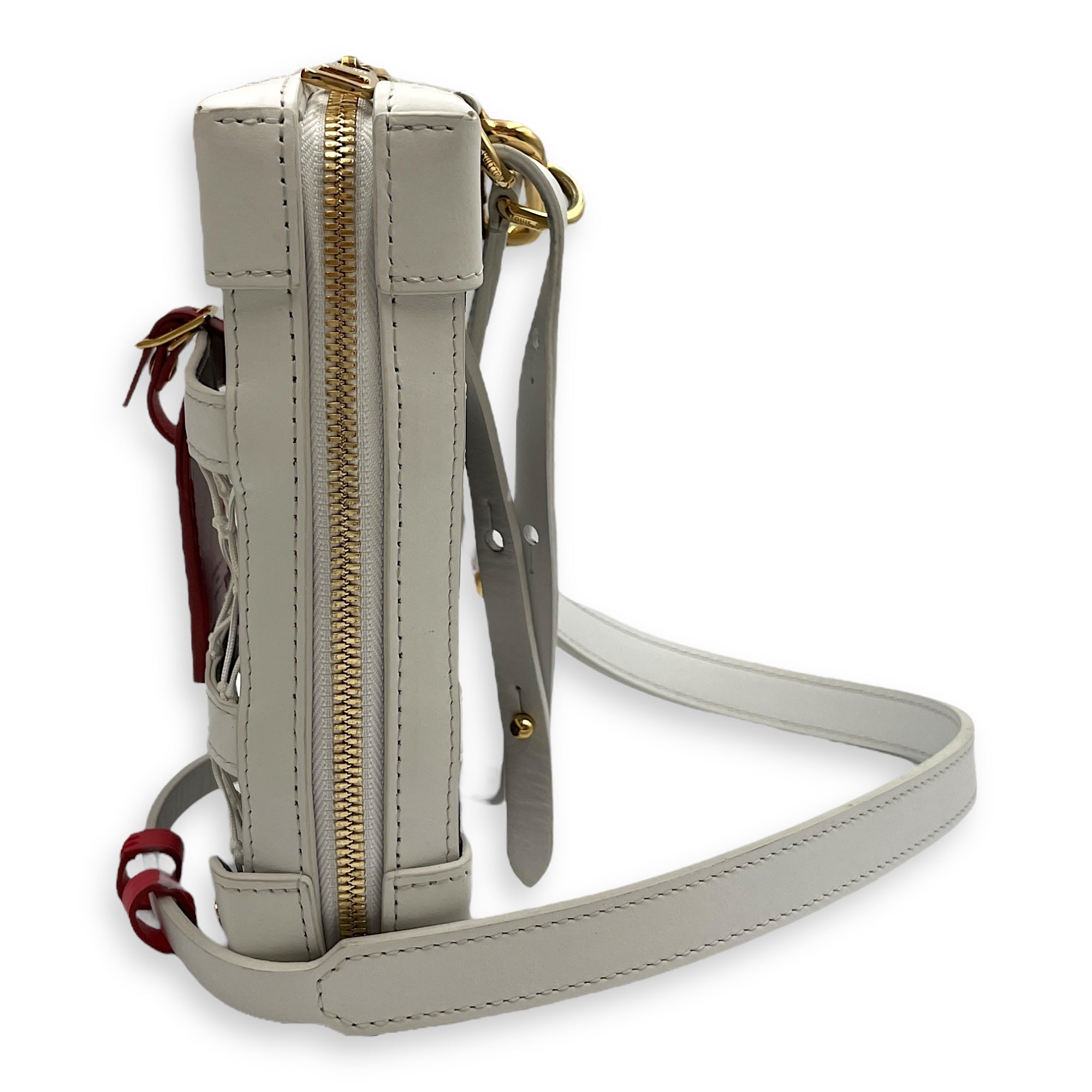 NBA Monogram Soft Trunk White/Brown Crossbody Bag in Calfskin, Gold hardware