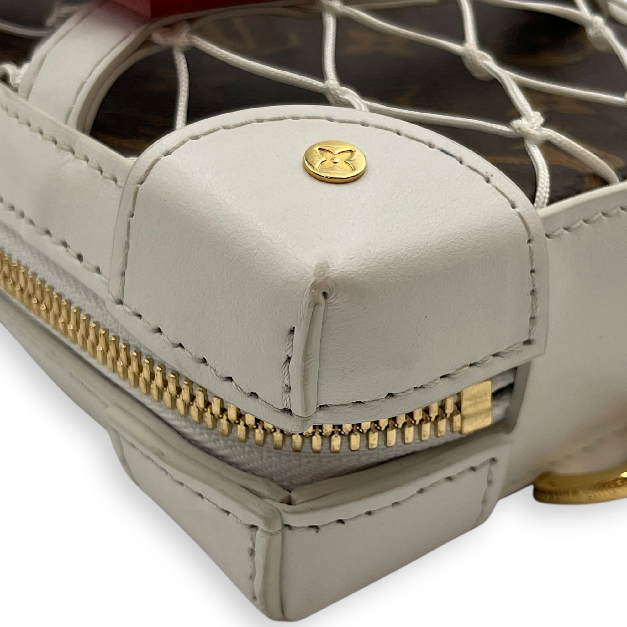 NBA Monogram Soft Trunk White/Brown Crossbody Bag in Calfskin, Gold hardware