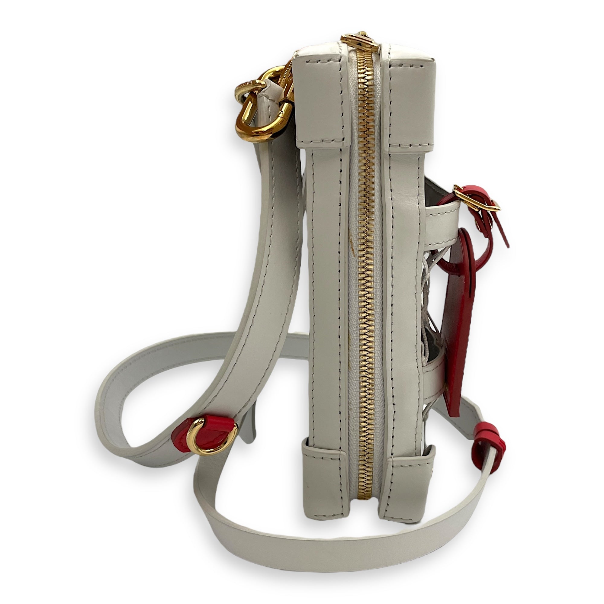 NBA Monogram Soft Trunk White/Brown Crossbody Bag in Calfskin, Gold hardware