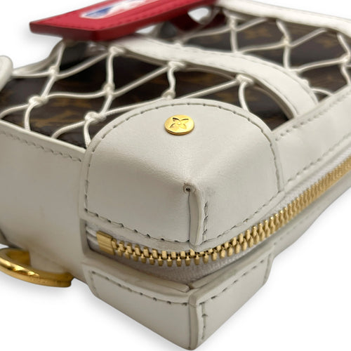 NBA Monogram Soft Trunk White/Brown Crossbody Bag in Calfskin, Gold hardware