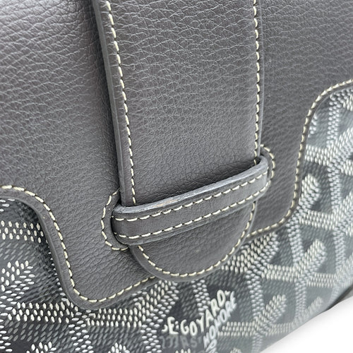 Saigon Souple Mini Grey Crossbody Bag in Calfskin, Silver hardware
