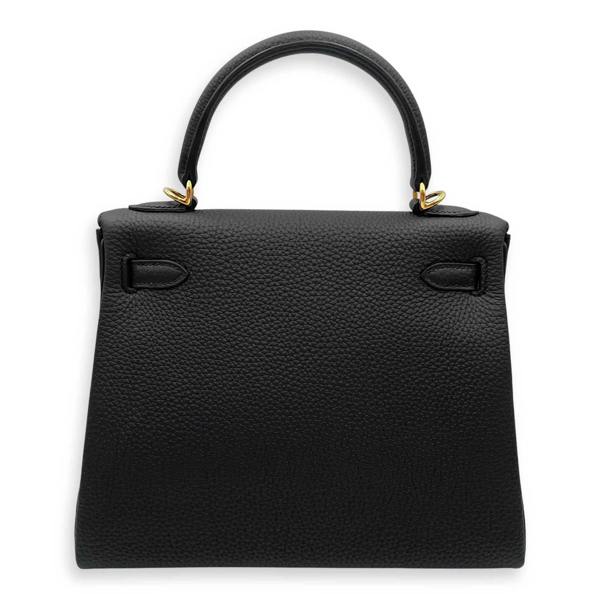Kelly 25 Black in Togo, Gold hardware