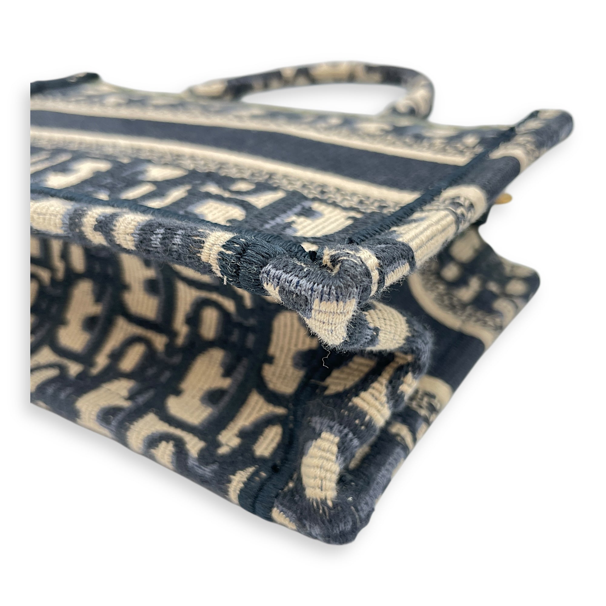 East-West Mini Blue Book Tote in Canvas, Gold hardware