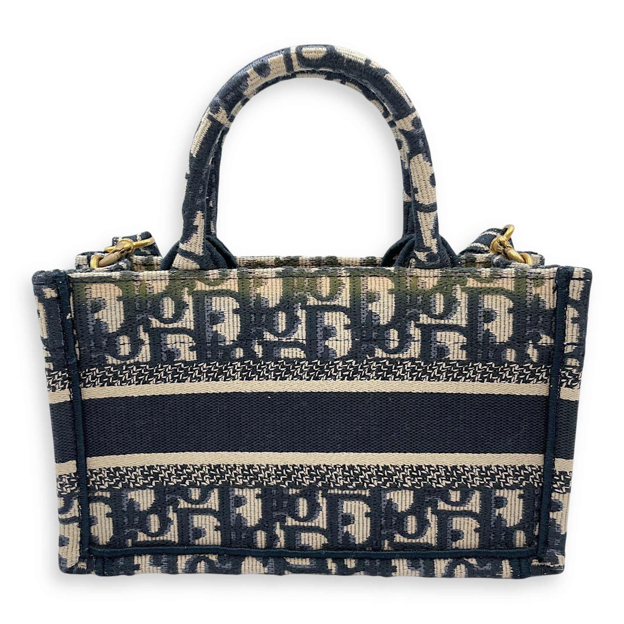 East-West Mini Blue Book Tote in Canvas, Gold hardware