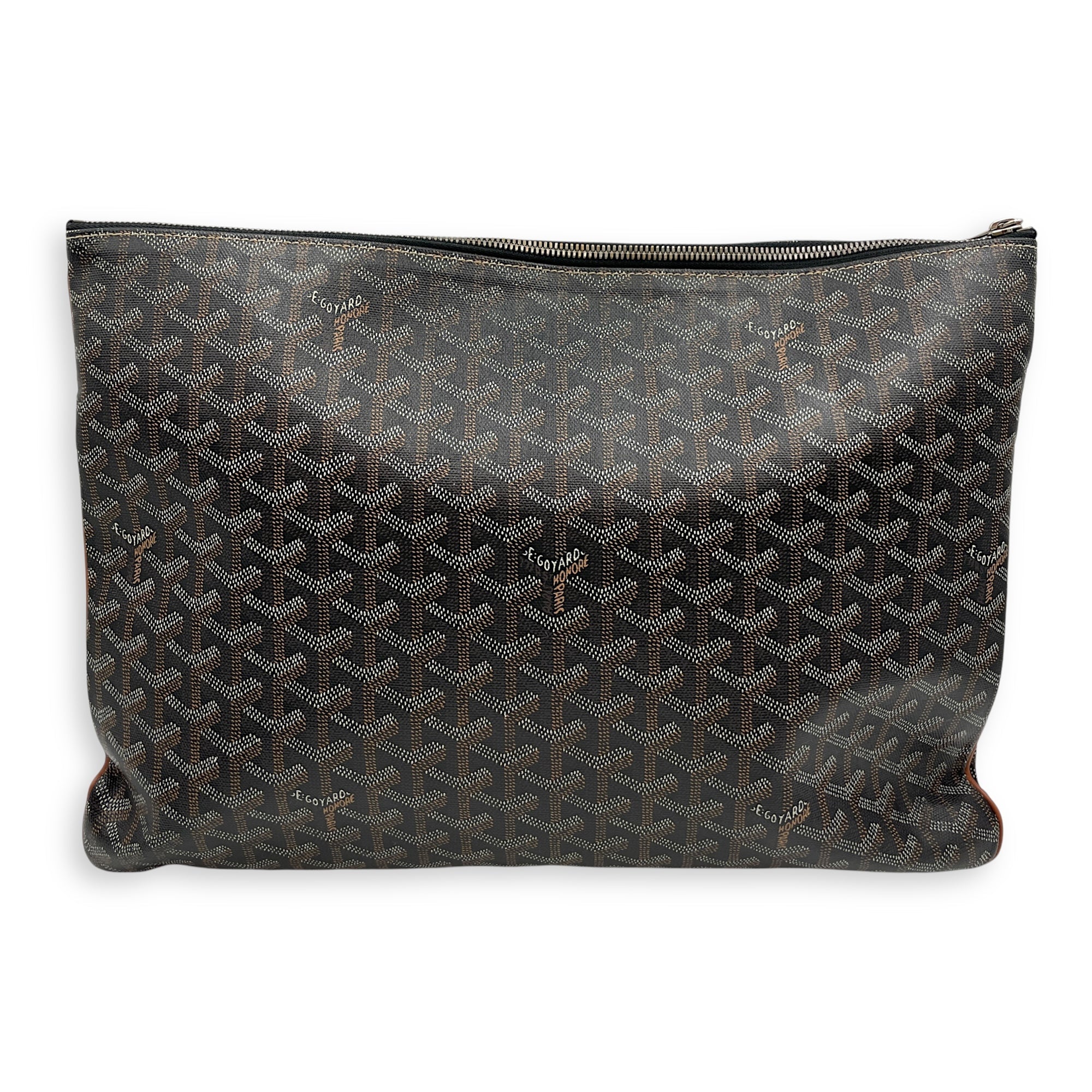 Logo  40cm  Multi-Color  Clutch in Canvas Silver hardware