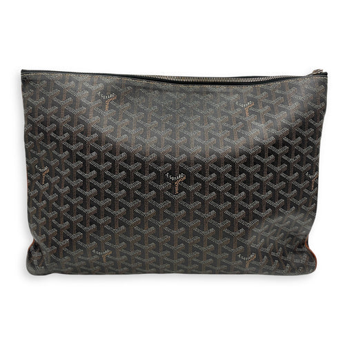 Logo  40cm  Multi-Color  Clutch in Canvas Silver hardware