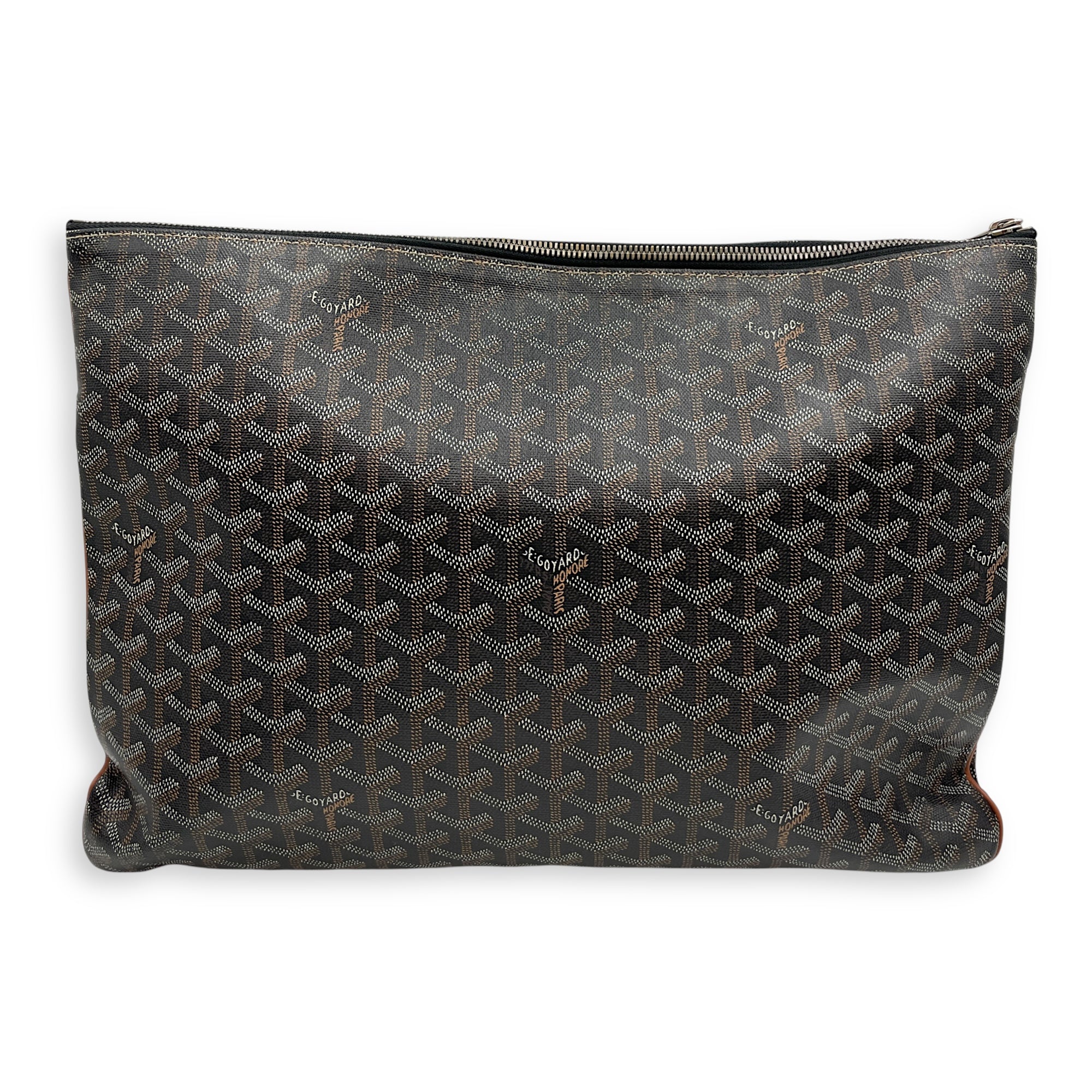 Logo 40cm Multi-Color Clutch in Canvas, Silver hardware