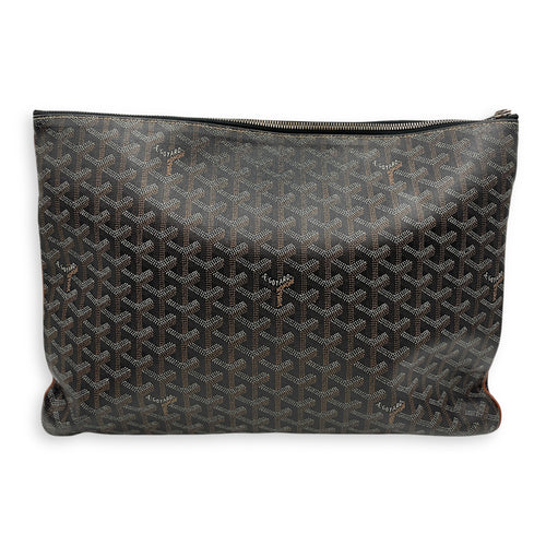 Logo 40cm Multi-Color Clutch in Canvas, Silver hardware
