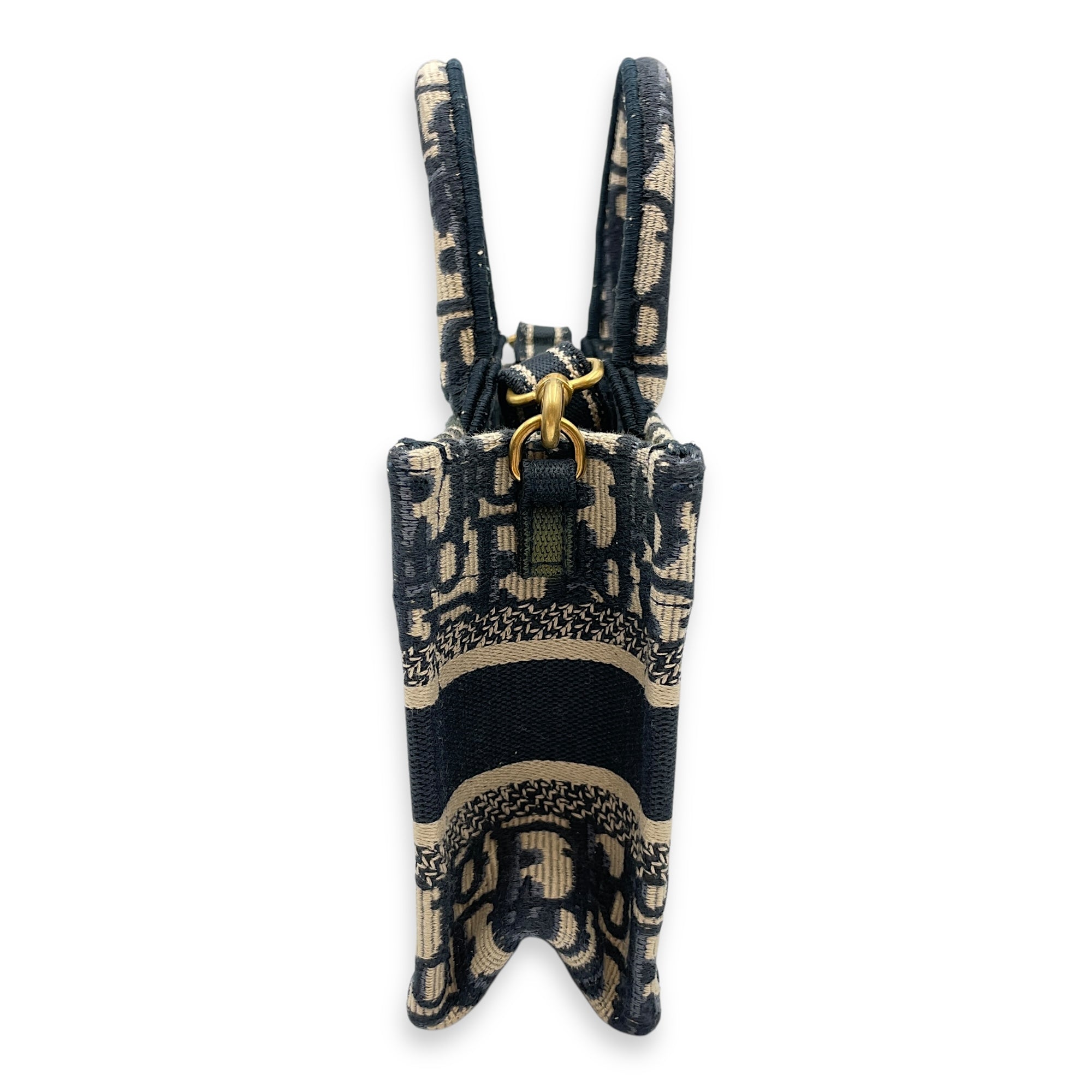 East-West Mini Blue Book Tote in Canvas, Gold hardware