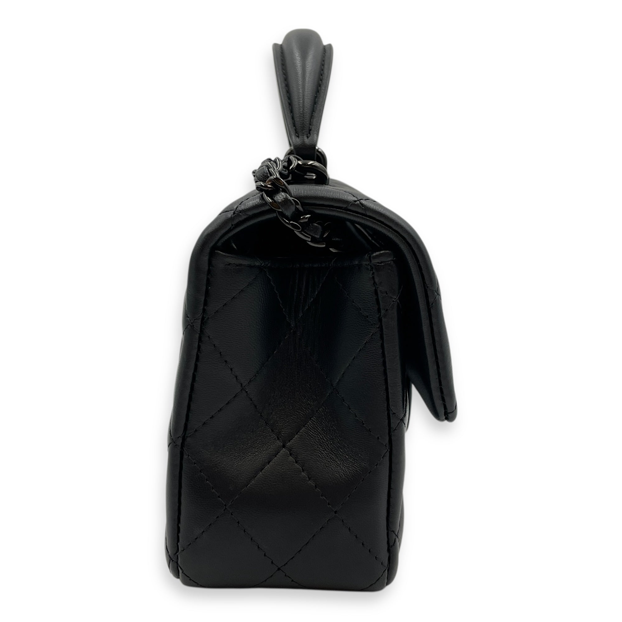 So Black Mini Black Flap Bag in Lambskin, So Black hardware