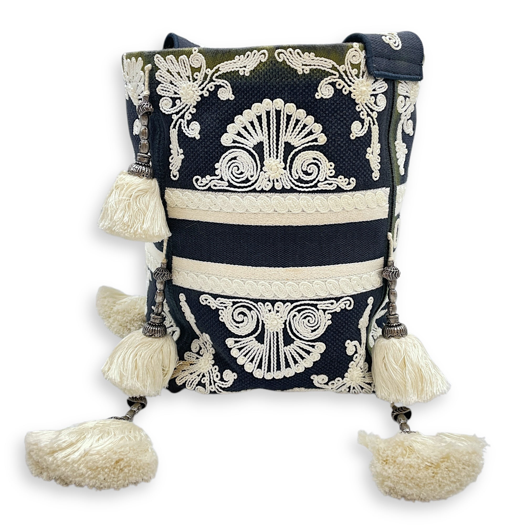 D-Bubble Blue Bucket Bag in Canvas, Brushed Palladium hardware