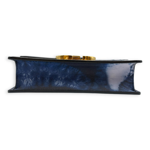 Montaigne Blue Crossbody Bag in Calfskin, Gold hardware