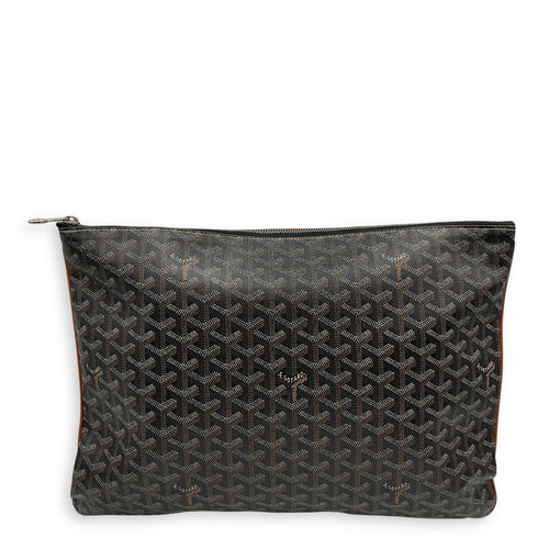 Logo  40cm  Multi-Color  Clutch in Canvas Silver hardware