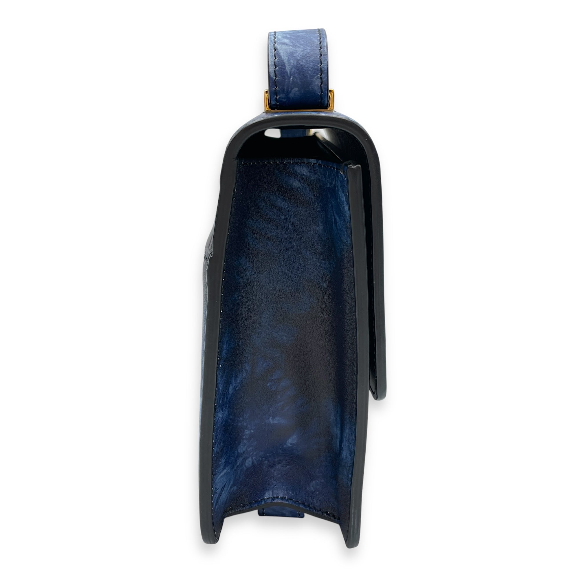 Montaigne Blue Crossbody Bag in Calfskin, Gold hardware