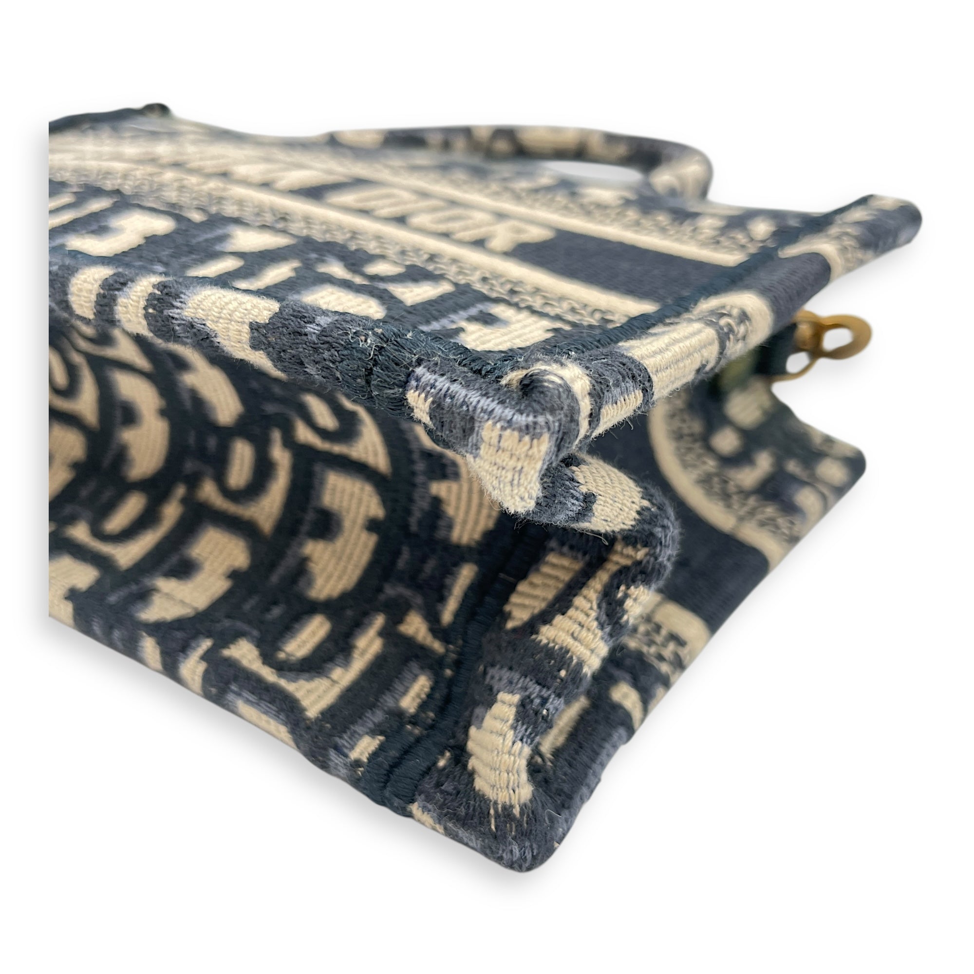 East-West Mini Blue Book Tote in Canvas, Gold hardware