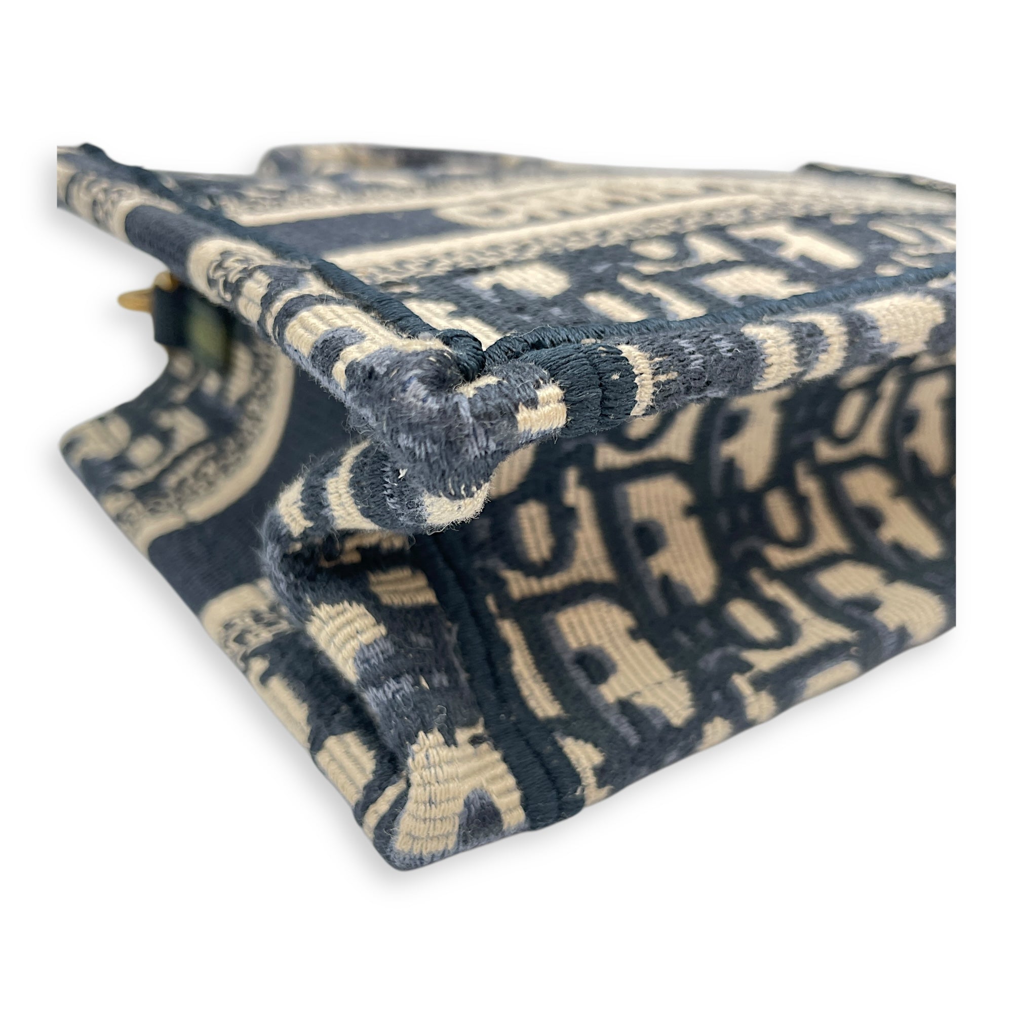East-West Mini Blue Book Tote in Canvas, Gold hardware